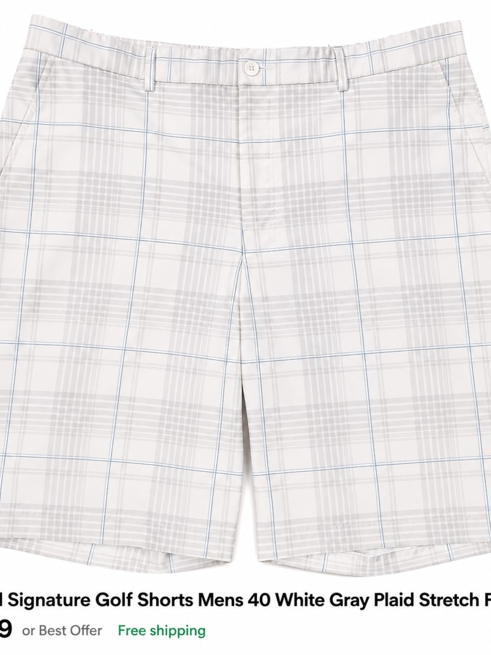 Kirkland Signature Men's Plaid Golf Shorts Size 40 Stretch Flat Front